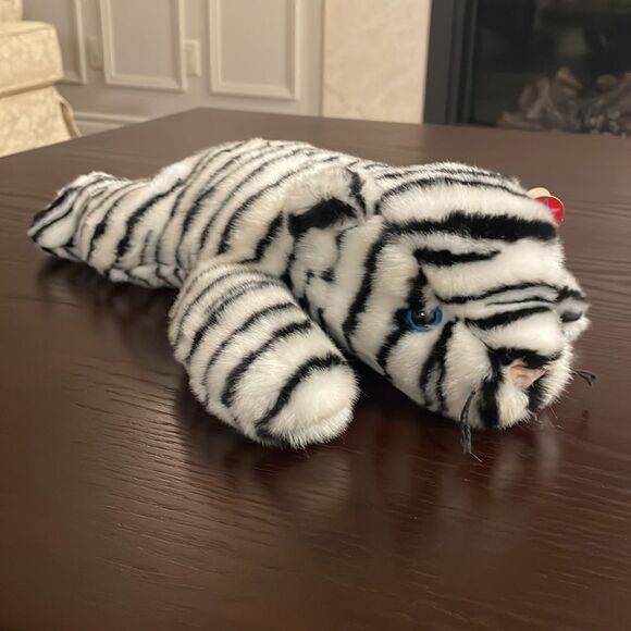 2000 Ty Beanie Buddy Blizzard the White Tiger Excellent Condition 18” Vintage - Picture 10 of 10